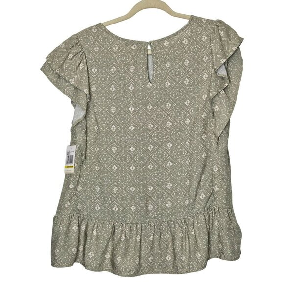 Angels Forever Young NWT Sea Spray Rayon Ruffled Cap‎ Sleeve Womens Top Size M - Picture 2 of 9